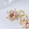 Wholesale Women's Simple Allmatch Geometric Copper Freshwater Pearl Stitching Multiband Pink Purple Earrings Electroplated Jewelry Accessories