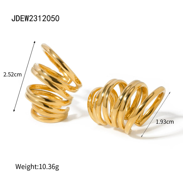 Wholesale Women's Simple Allmatch Threelayer Ear Clip Earrings Jewelry In Ins Style Made Of Stainless Steel With Electroplating And Geometric Design