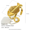 Wholesale Women's Simple And Unique Stainless Steel 18K Goldplated Geometric Lines Bowknot Open Ring Jewelry