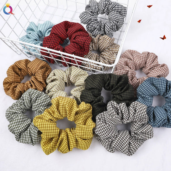 Wholesale Women's Simple Basic Fabric Plaid Handmade Hair Ring Headwear