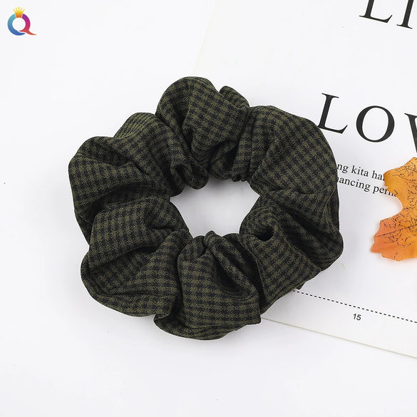 Wholesale Women's Simple Basic Fabric Plaid Handmade Hair Ring Headwear