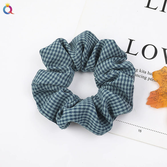 Wholesale Women's Simple Basic Fabric Plaid Handmade Hair Ring Headwear
