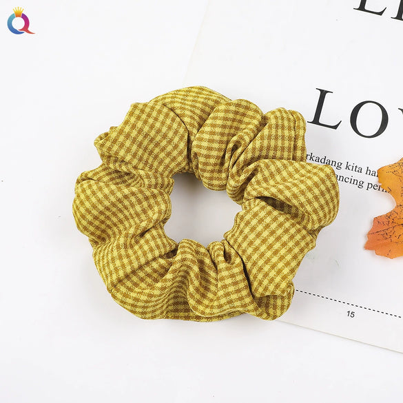 Wholesale Women's Simple Basic Fabric Plaid Handmade Hair Ring Headwear