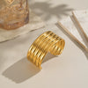 Wholesale Women's Simple Basic Summer Stainless Steel Bracelet With Striped Texture And Electroplating Processing