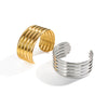 Wholesale Women's Simple Basic Summer Stainless Steel Bracelet With Striped Texture And Electroplating Processing