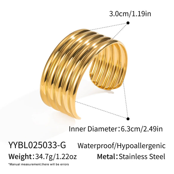 Wholesale Women's Simple Basic Summer Stainless Steel Bracelet With Striped Texture And Electroplating Processing