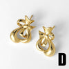 Wholesale Women's Simple Bow Geometric Copper Gold Plated Zircon Inlaid Earrings
