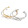 Wholesale Women's Simple Bow Plain Open Bracelet Ring Stainless Steel Electroplated Accessories
