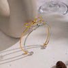 Wholesale Women's Simple Bow Plain Open Bracelet Ring Stainless Steel Electroplated Accessories