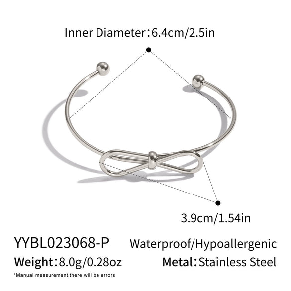 Wholesale Women's Simple Bow Plain Open Bracelet Ring Stainless Steel Electroplated Accessories
