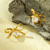 Wholesale Women's Simple Bow Titanium Steel Electroplated Diamond Earrings