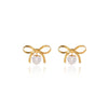 Wholesale Women's Simple Bow Titanium Steel Electroplated Diamond Earrings
