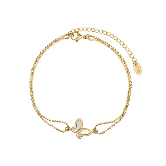 Wholesale Women's Simple Butterfly Anklet In Titanium Steel 18K Gold Plated With Animal Pattern