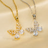 Wholesale Women's Simple Butterfly Design Titanium Steel Cross Set Zircon Necklace With Electroplating Process And Geometric Styling