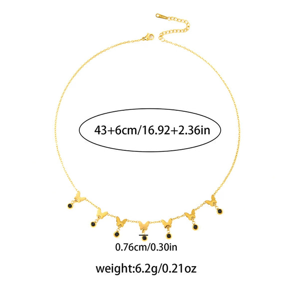 Wholesale Women's Simple Butterfly Zircon Pendant Clavicle Chain Titanium Steel Necklace With Bow Shape And Electroplating