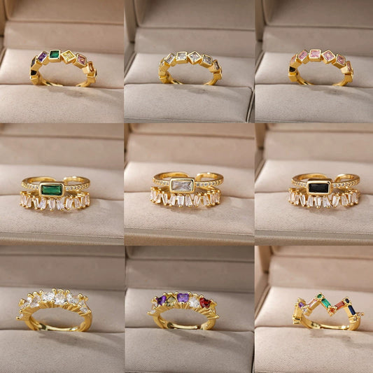 Wholesale Women's Simple Color Heart Shaped Copper Ring With Electroplating Treatment And Micro Inlaid Color Zircon