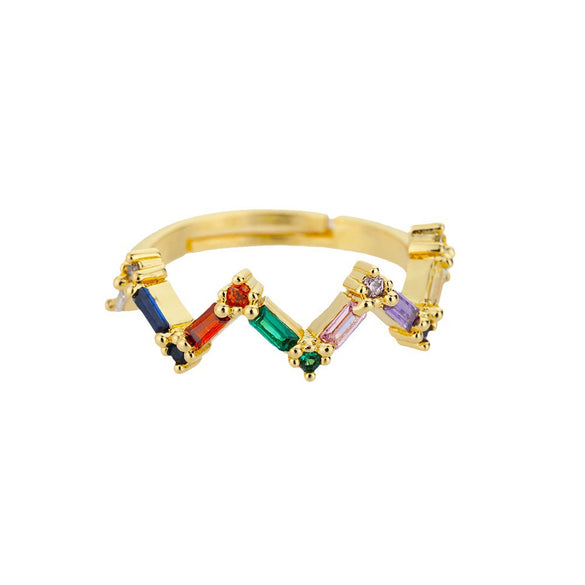 Wholesale Women's Simple Color Heart Shaped Copper Ring With Electroplating Treatment And Micro Inlaid Color Zircon