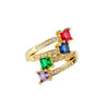 Wholesale Women's Simple Color Heart Shaped Copper Ring With Electroplating Treatment And Micro Inlaid Color Zircon