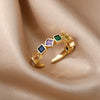 Wholesale Women's Simple Color Heart Shaped Copper Ring With Electroplating Treatment And Micro Inlaid Color Zircon