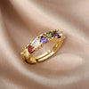 Wholesale Women's Simple Color Heart Shaped Copper Ring With Electroplating Treatment And Micro Inlaid Color Zircon