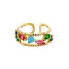 Wholesale Women's Simple Color Heart Shaped Copper Ring With Electroplating Treatment And Micro Inlaid Color Zircon