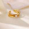 Wholesale Women's Simple Compact Pearl Open Ring Copper Zircon Gold Plated