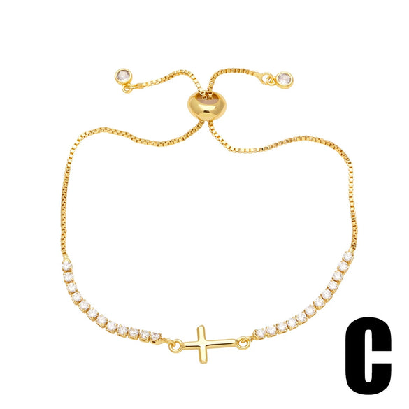 Wholesale Women's Simple Copper Heart Shape Electroplated Jewelry Bracelet