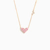 Wholesale Women's Simple Copper Necklace With Heart Shape Pendant Set With Diamonds And Mixed Gemstone Setting And O Word Chain