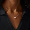 Wholesale Women's Simple Copper Necklace With Heart Shape Pendant Set With Diamonds And Mixed Gemstone Setting And O Word Chain