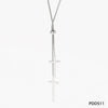 Wholesale Women's Simple Cross Pendant Long Sweater Chain Adjustable Necklace In Stainless Steel With Geometric Styling And Electroplating