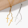 Wholesale Women's Simple Cross Pendant Long Sweater Chain Adjustable Necklace In Stainless Steel With Geometric Styling And Electroplating