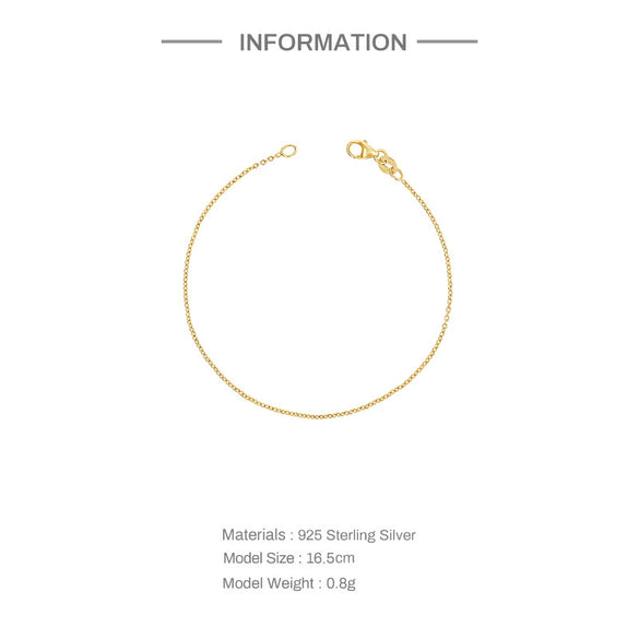 Wholesale Women's Simple Daily Basic Chain Bracelet In Geometric Style Made Of S925 Sterling Silver With Electroplating Treatment