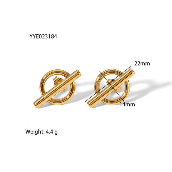 Wholesale Women's Simple Design Personality Irregular Stainless Steel 18K Gold Plated Earrings With Letter Pattern And Electroplating Treatment