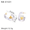 Wholesale Women's Simple Design Resin C Shaped Earrings With Stainless Steel 18K Gold Vacuum Plated In Furnace