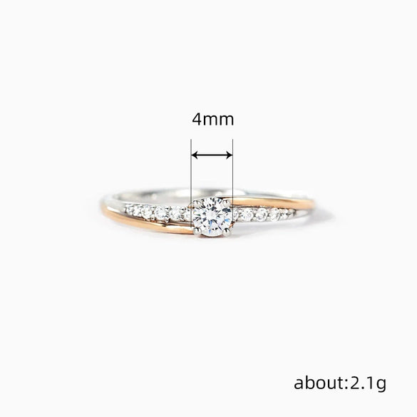 Wholesale Women's Simple Double Color Geometric Tail Ring Copper With Zirconia Design