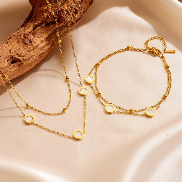 Wholesale Women's Simple Doublelayer Round Stainless Steel Anklet