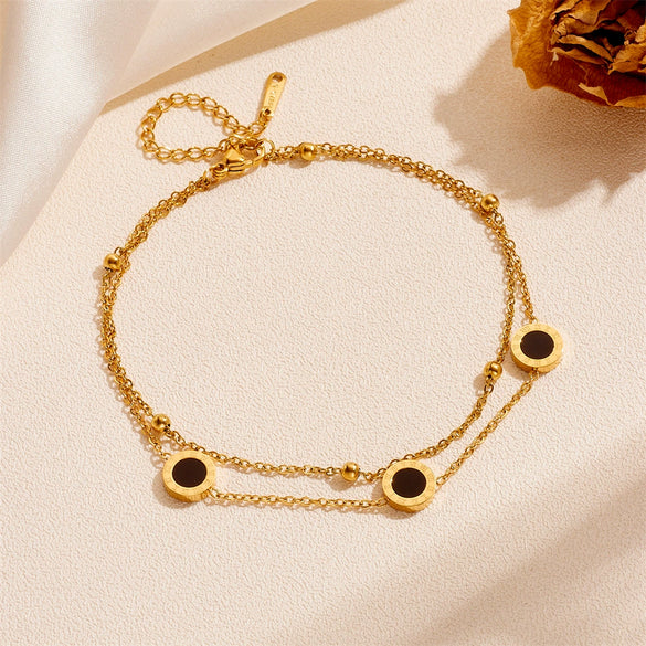 Wholesale Women's Simple Doublelayer Round Stainless Steel Anklet