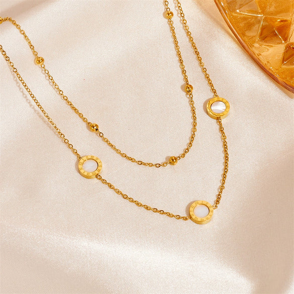 Wholesale Women's Simple Doublelayer Round Stainless Steel Anklet