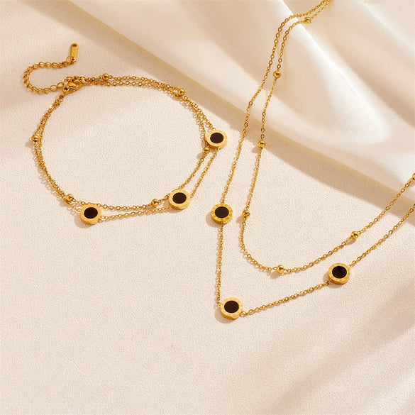 Wholesale Women's Simple Doublelayer Round Stainless Steel Anklet