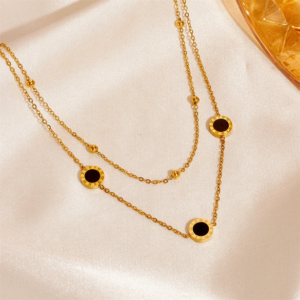 Wholesale Women's Simple Doublelayer Round Stainless Steel Anklet