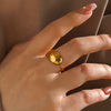 Wholesale Women's Simple Drop Shaped Stainless Steel Ring With Bright Polished And Electroplating Treatment