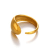 Wholesale Women's Simple Drop Shaped Stainless Steel Ring With Bright Polished And Electroplating Treatment