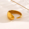 Wholesale Women's Simple Drop Shaped Stainless Steel Ring With Bright Polished And Electroplating Treatment