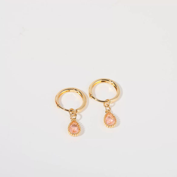 Wholesale Women's Simple Dropshaped Diamond Design Copper And Stainless Steel Earrings