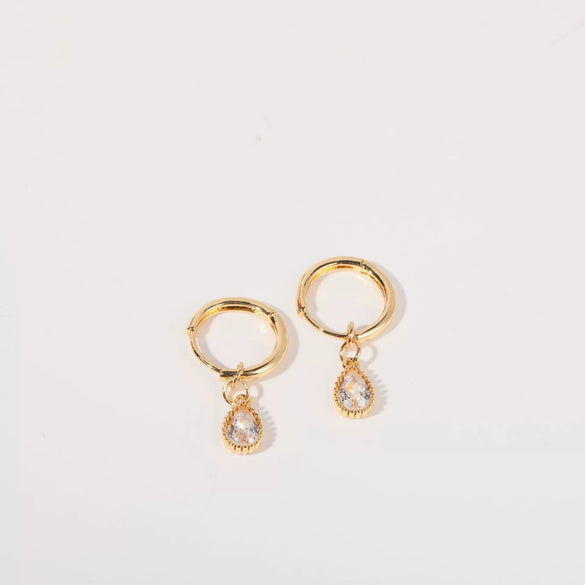 Wholesale Women's Simple Dropshaped Diamond Design Copper And Stainless Steel Earrings