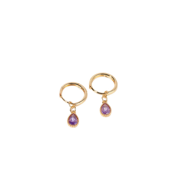 Wholesale Women's Simple Dropshaped Diamond Design Copper And Stainless Steel Earrings