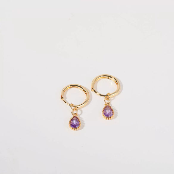 Wholesale Women's Simple Dropshaped Diamond Design Copper And Stainless Steel Earrings