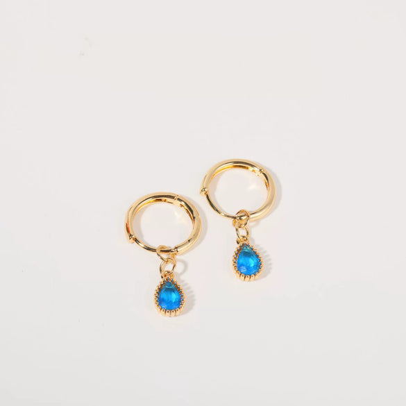 Wholesale Women's Simple Dropshaped Diamond Design Copper And Stainless Steel Earrings