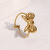 Wholesale Women's Simple Electroplated Stainless Steel Bow Tie Open Ring Jewelry Accessories