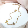 Wholesale Women's Simple Electroplated Stainless Steel Cross And Flower Zircon Bracelet Jewelry